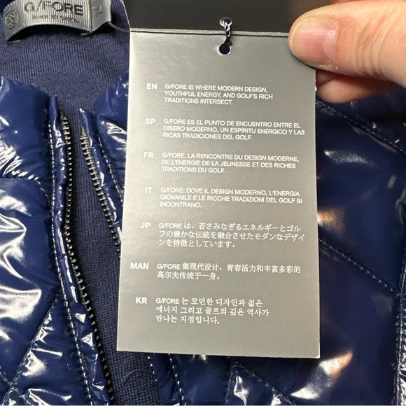 NWT G/FORE Golf Men’s Quilted Polished Nylon Wool Lined Puffer Vest Navy XL - Picture 11 of 13